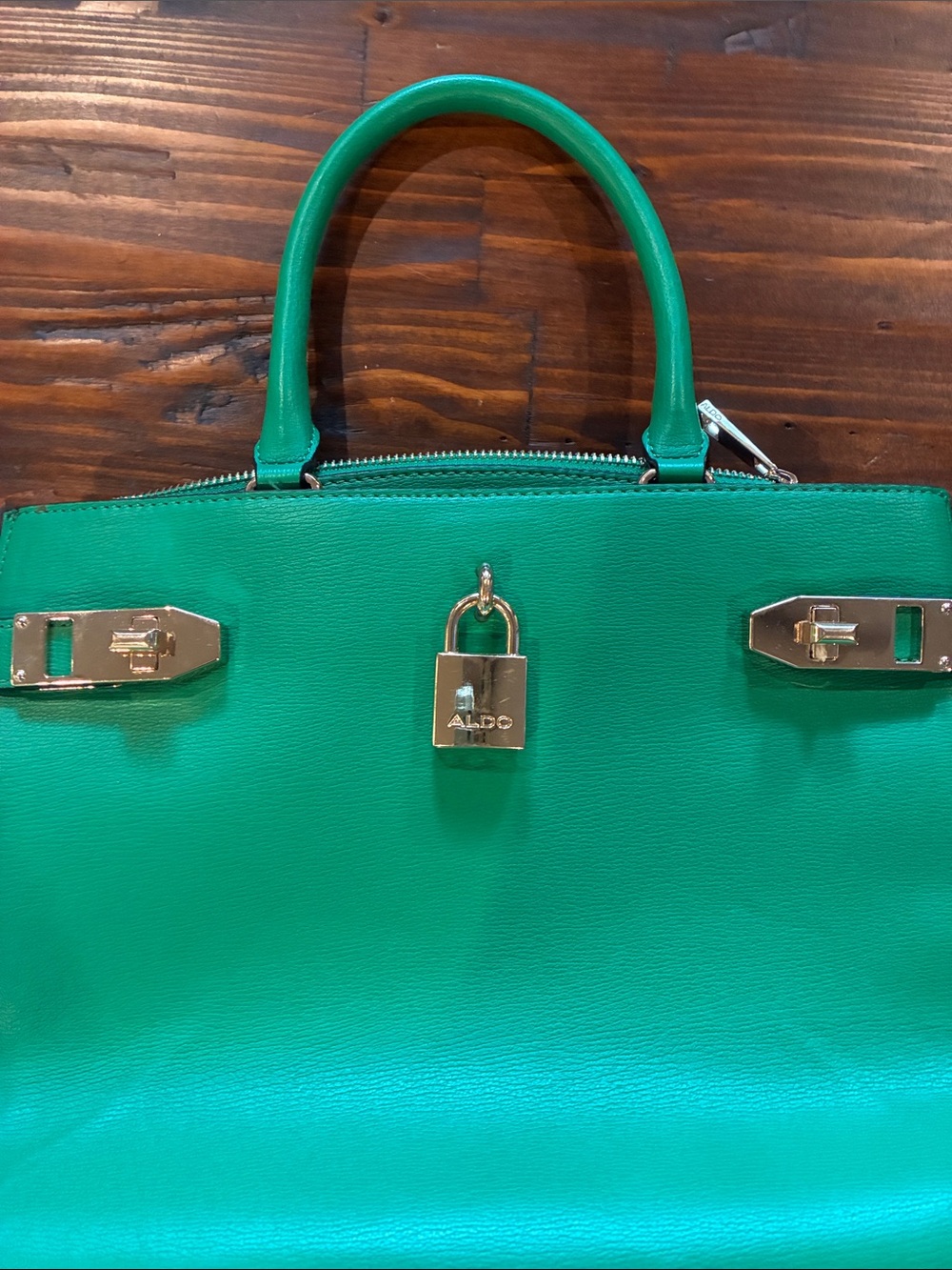 ALDO Green Structured Satchel with Gold Hardware - Picture 7 of 7